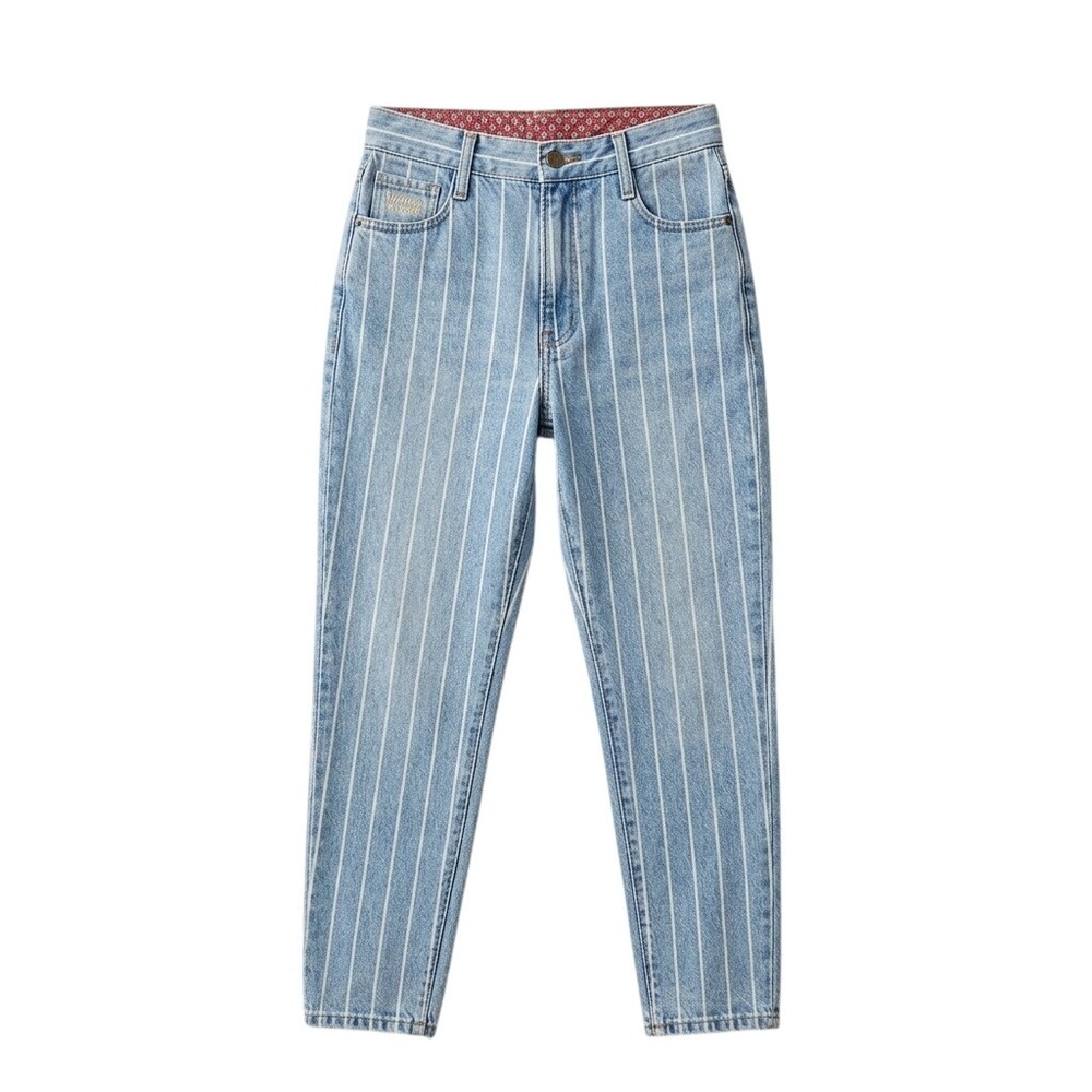 Vintage Bongo High Rise Jeans Striped Pattern Blue/White Size 9 Cropped